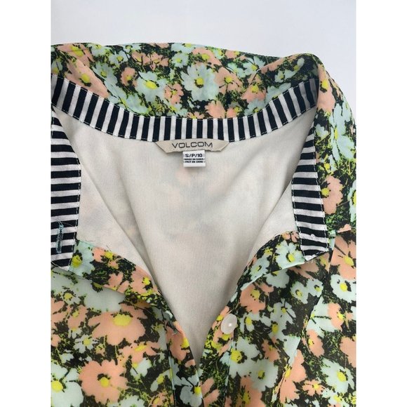 Volcom Floral Dress Sleeveless Fit Flare‎ Short Skater Collared Size S - Picture 11 of 13